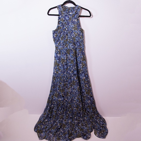 Veronica Beard Florencia Silk Chiffon Sleeveless Crisscross Neckline Slit Dress - Picture 1 of 6